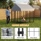 Outdoor Dog Kennel with Roof, 6' x 6' x 6' Heavy Duty Welded Wire Dog Playpen Enclosure with Escape-proof Lock