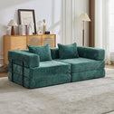 Convertible Sofa Bed Floor Sofa with Fixed-Shape Frame, Chenille Fabric Compressed Sofa for Living Room, 79" L x 39.5" W x 25" H, Dark Green
