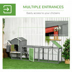 118" Extra Large Chicken Coop with Asphalt Roof, Wooden Hen Run with Slide-Out Tray and Nesting Box, Chicken Hutch for 3-6 Chickens, Gray