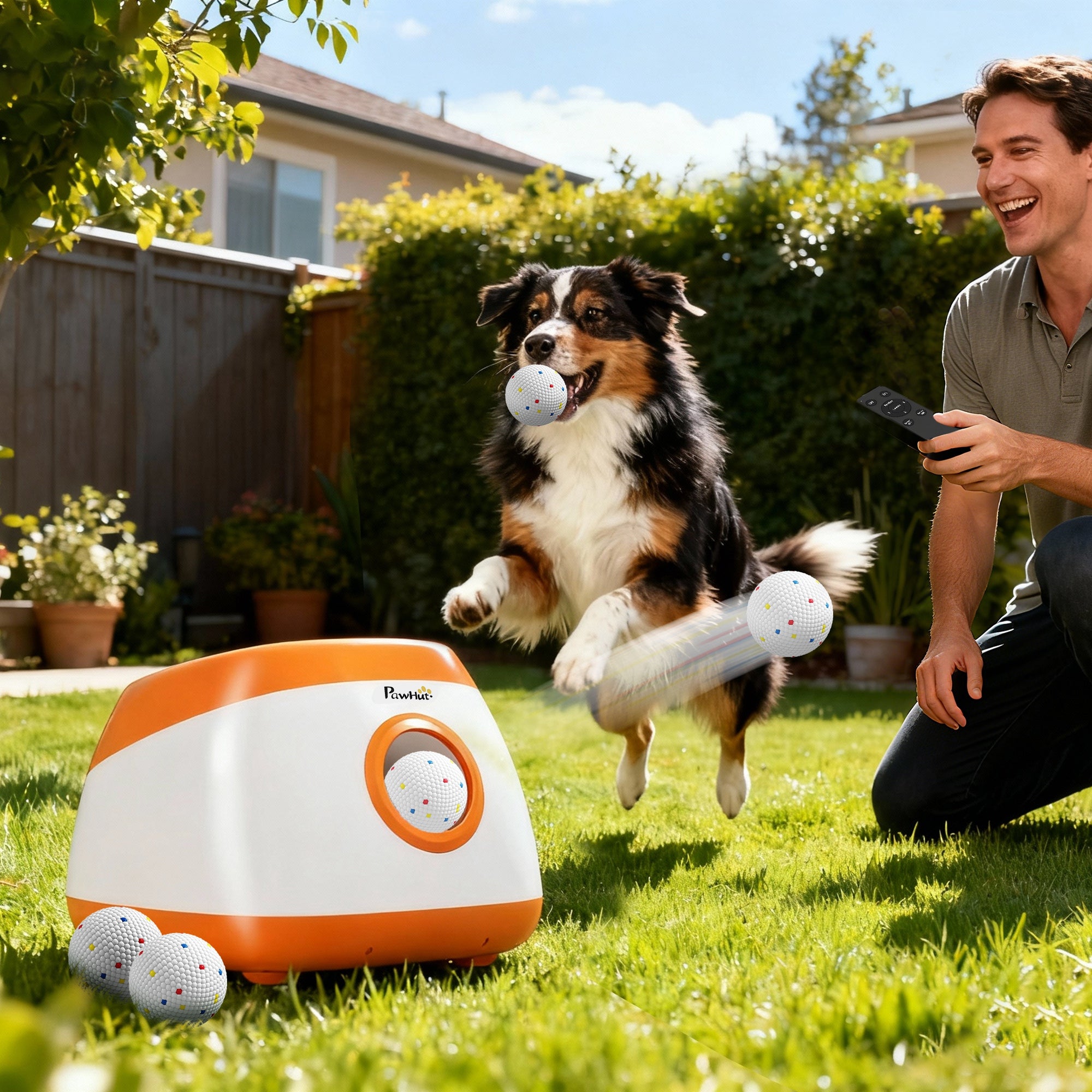 Automatic Dog Ball Launcher with 26-80 FT Distance, Automatic Ball Launcher for Medium and Large Dogs, Orange