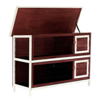 54" 2-Story Weatherproof Stackable Elevated Wooden Rabbit Hutch with Enclosed Run and Pull-Out Trays