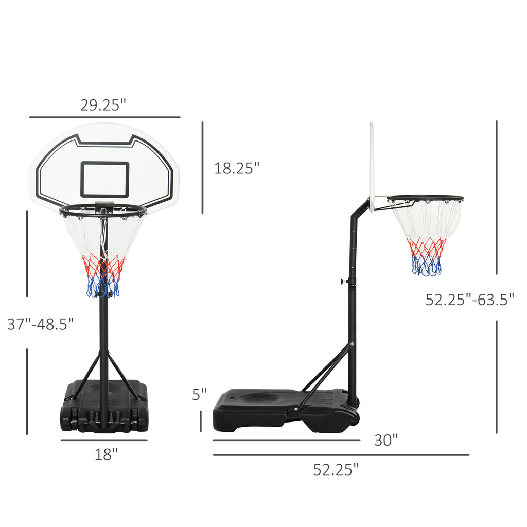 Height Adjustable Basketball Hoop, Portable Basketball Stand, 30" Backboard, Indoor Outdoor Goals Set for Kids Youth Adults