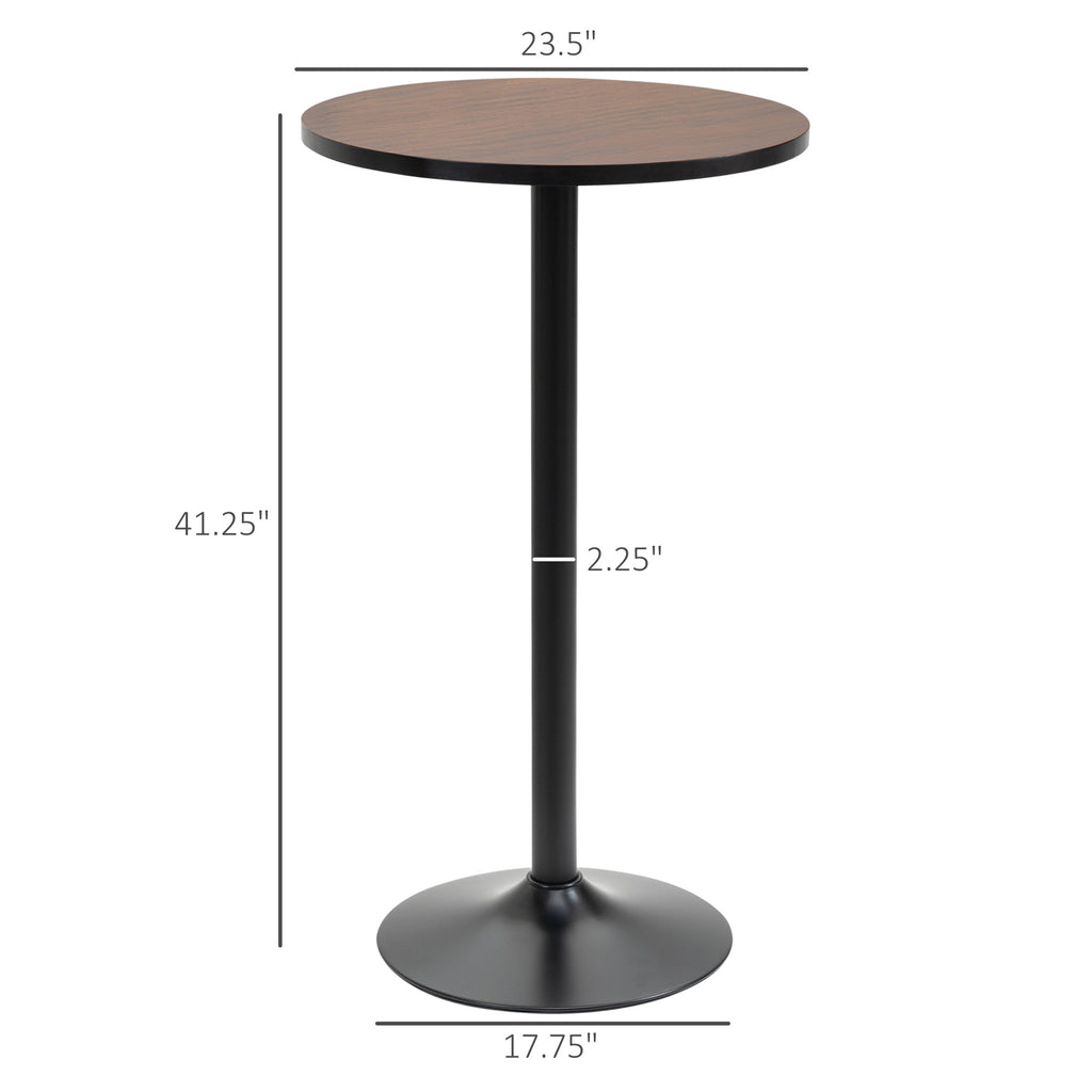 41" H Bar Height Round Bar Table, Rustic Industrial Pub Table, Elm Wood Top Bistro Table with Metal Base