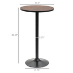 41" H Bar Height Round Bar Table, Rustic Industrial Pub Table, Elm Wood Top Bistro Table with Metal Base