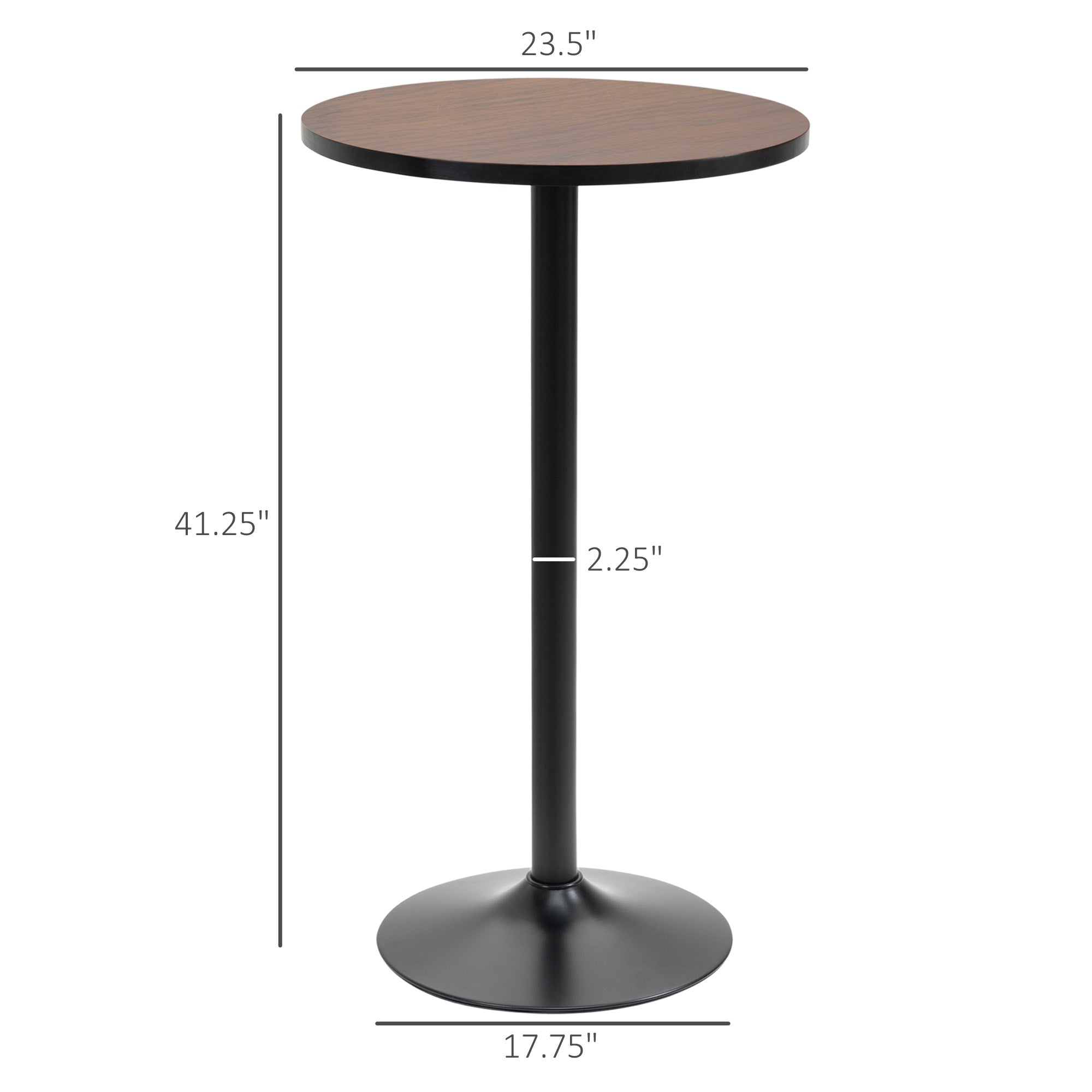 41" H Bar Height Round Bar Table, Rustic Industrial Pub Table, Elm Wood Top Bistro Table with Metal Base
