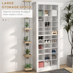71" Shoe Storage Cabinet with 3 Heights of Open Cubes for 36 Pairs, Narrow Shoe Organizer, White