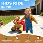 Ride On Horse Toy, 12V Battery Powered Ride on Toy with Carrot Toy, Comb and Sound, Electric Rocking Horse for Toddlers