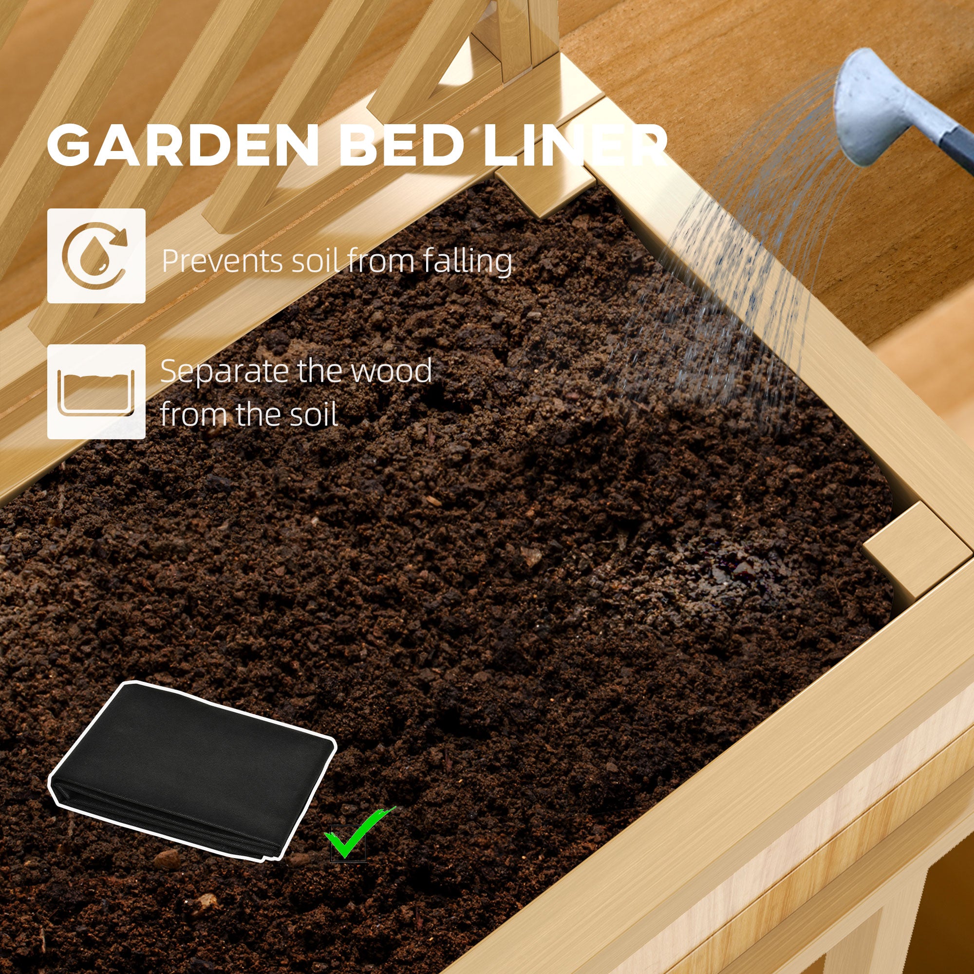 Elevated Wood Planter with Trellis for Climbing Plants, Raised Garden Bed with Legs and Drainage Holes, Natural Wood