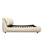 King Size Upholstered Bed with Oversized Padded Backrest, Solid Wood Frame, Adjustable Mattress Heights, 96.5" L x 86" W x 43.5" H, Beige