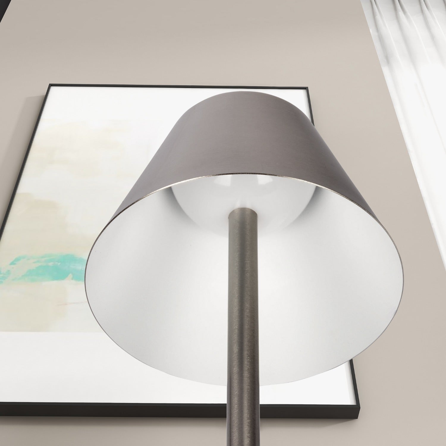 Elegance Rechargeable LED Table Lamp with Touch Switch, Brushed Nickel Finish, Metal Construction, 5" L x 5" W x 10.5" H, Brushed Nickel+Silver