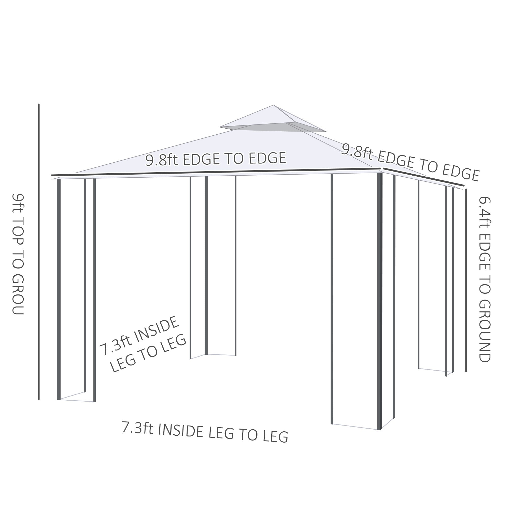 10' x 10' Patio Gazebo with Corner Frame Shelves, Double Roof Outdoor Gazebo Canopy Shelter with Netting for Patio, Wedding, Catering & Events, Cream White