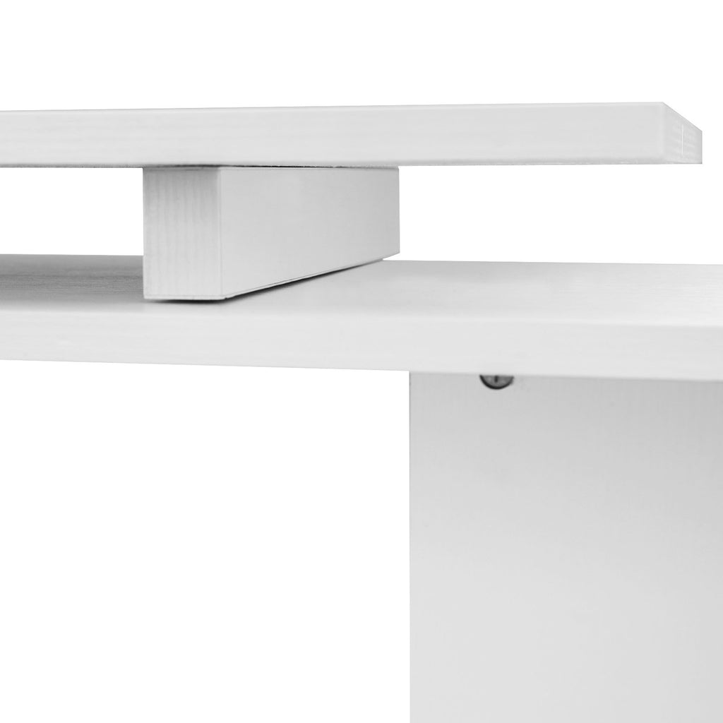 55" 360° Rotating Corner Computer Desk Modern L-Shaped Home Office Workstation with 3-Tier Storage Shelves, Bookshelf, White