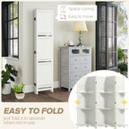 5 Panel 67" Tall Wood Privacy Screen Room Divider with 3 Shelves and Folding Storage for Bedroom, White