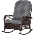 Rattan Porch Rocker w/ Plush Cushion, Gray
