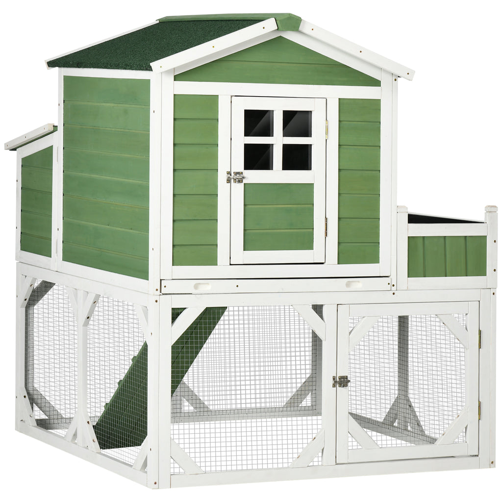 49" Small Chicken Coop Hen House with Garden Space, Chicken House Outdoor Run Cage with Weather Protection, 2-4 Birds, Green
