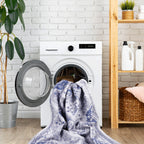 2x10 Low-Pile Non-Slip Non-Shedding Washable Area Rug, Kid and Pet Friendly, Foldable Carpet for Bedroom, Kitchen, Dining Room, Blue