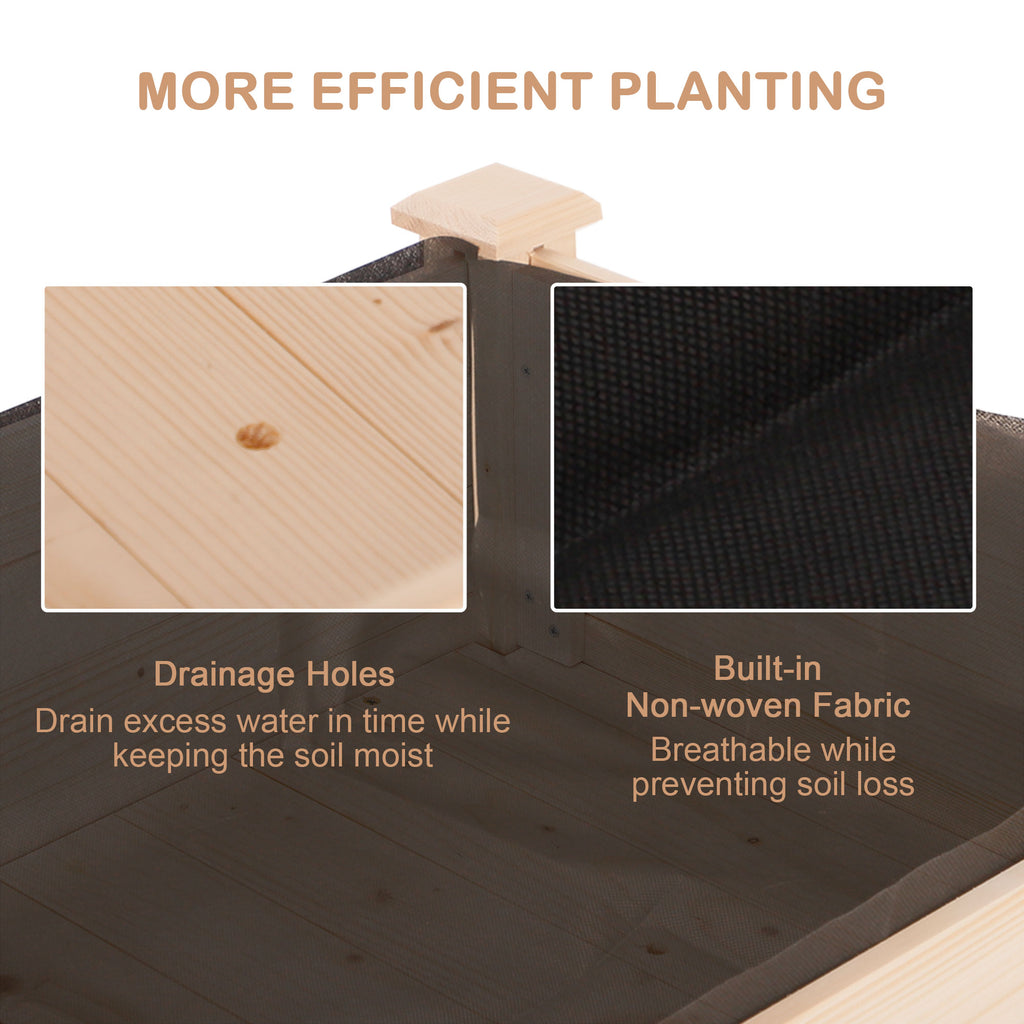 Raised Garden Bed with Legs, 48" x 22" x 30", Elevated Wooden Planter Box, Self-Draining with Bed Liner for Vegetables, Herbs, and Flowers Backyard, Patio, Balcony Use, Natural