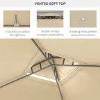 9.6' x 11.6' Patio Gazebo Outdoor Canopy Shelter with 2-Tier Roof and Netting, Steel Frame for Garden, Taupe