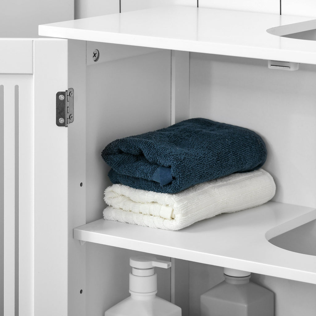 Bathroom Under Sink Cabinet Vanity Unit with Adjustable Shelf Space Saver, White