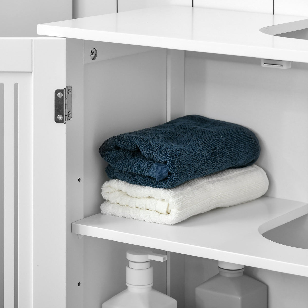 Bathroom Under Sink Cabinet Vanity Unit with Adjustable Shelf Space Saver, White