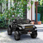 12V Battery Powered Ride On Truck, Kids Electric Car with Spring Suspension, Remote, Horn, USB Music, Black