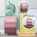 3 Drawers Kids Storage Unit, 3 Tier Stackable Toy Organizers and Storage Chest for Bedroom, Nursery, Playroom, Living Room, Boys, Girls, Toddlers, Pink