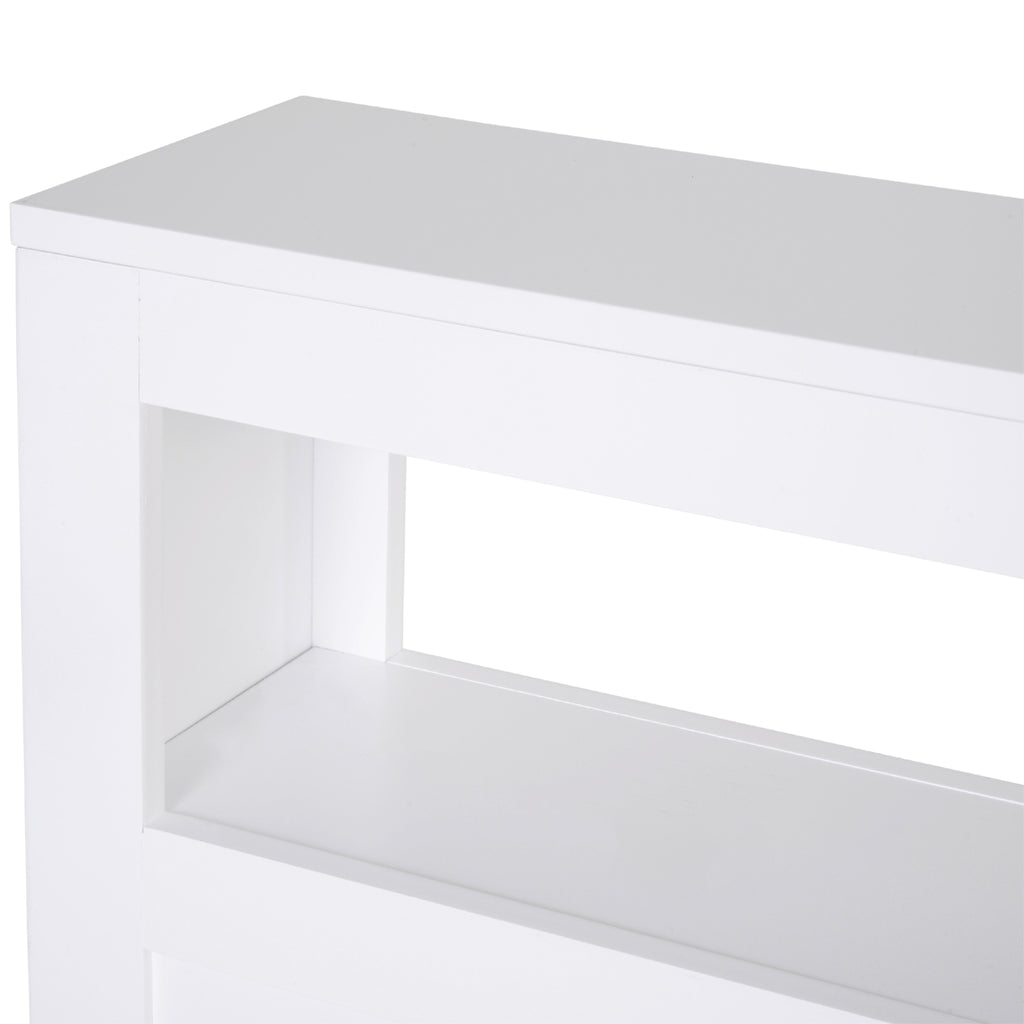 6.25" x 20.5" x 28.25" Wood Rolling Narrow Bathroom Side Storage Cabinet - White