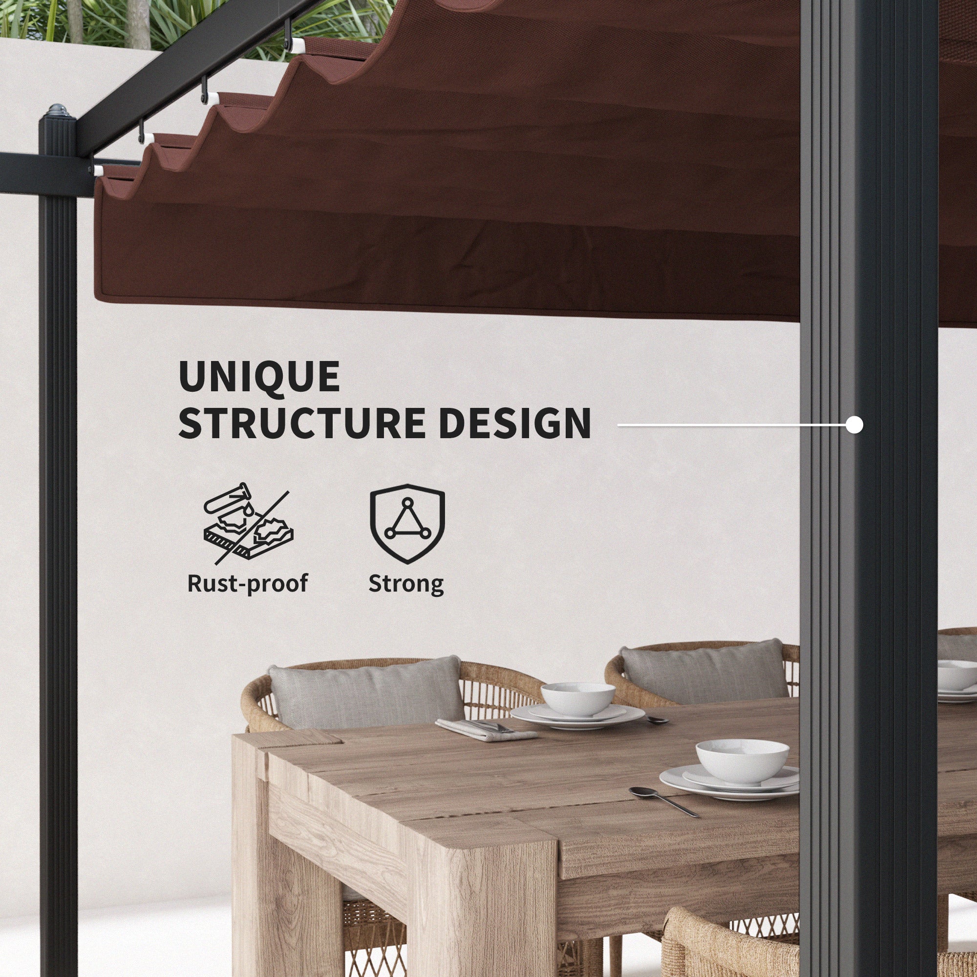 13' x 13' Aluminum Retractable Pergola Canopy, Outdoor Pergola for Garden, Patio, Backyard, Deck, Brown