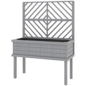 Elevated Wood Planter with Trellis for Climbing Plants, Raised Garden Bed with Legs and Drainage Holes, Gray