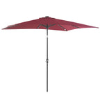 9' x 7' Solar Umbrella, LED Lighted Patio Umbrella for Table or Base with Tilt & Crank, Outdoor Umbrella for Garden, Deck, Backyard, Pool, Beach, Wine Red