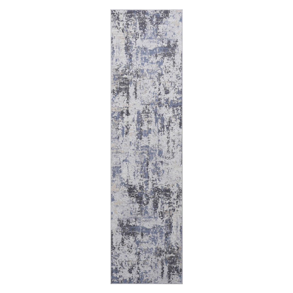 Naar 2x8 Stain-Resistant Area Rug with Cotton Backing, Medium Pile, Carpet for Living Room, Bedroom, Home Office, 96" L x 26" W x 0.3" H, Gray