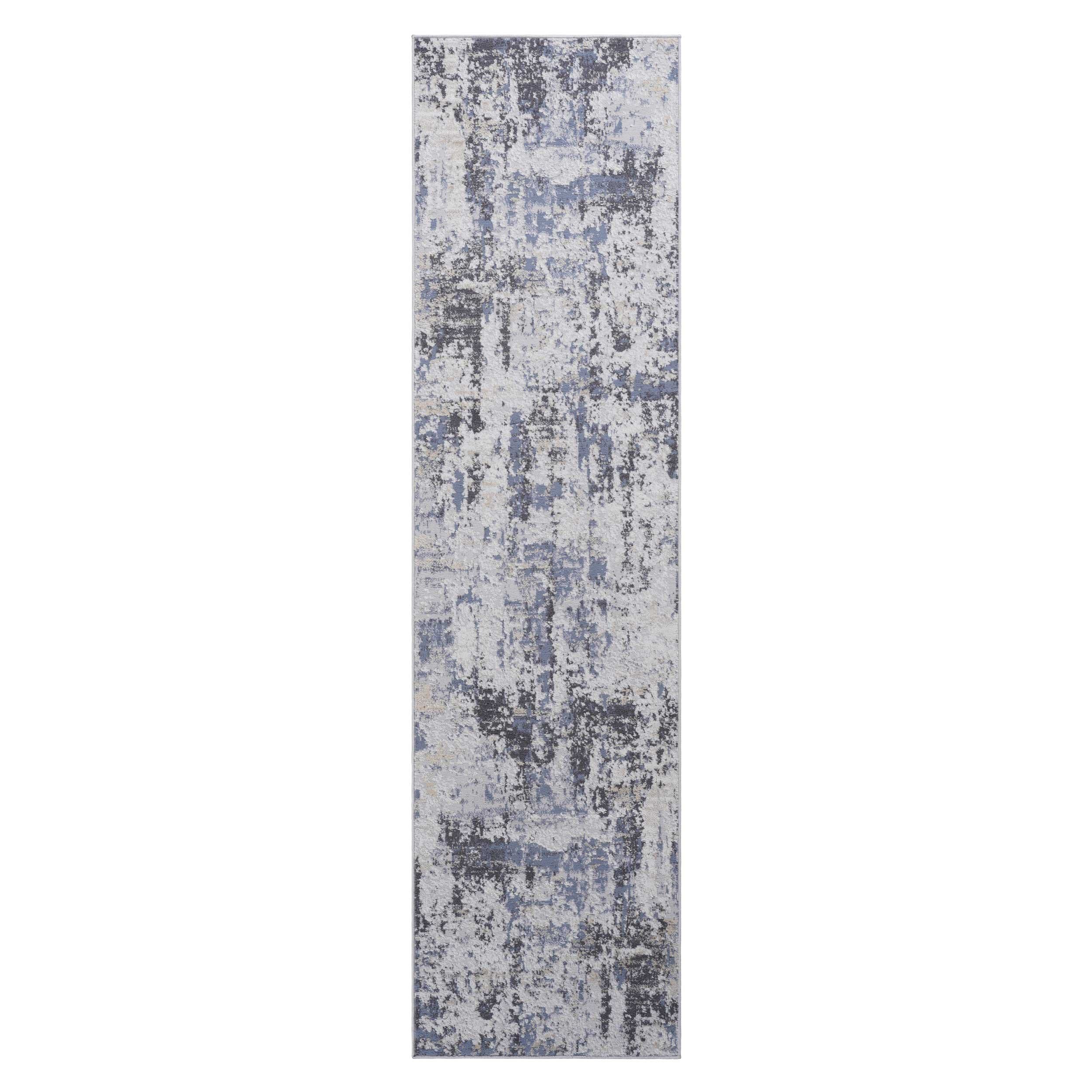 Naar 2x8 Stain-Resistant Area Rug with Cotton Backing, Medium Pile, Carpet for Living Room, Bedroom, Home Office, 96" L x 26" W x 0.3" H, Gray