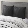 100% Cotton Quilted Euro Sham with Embroidery, Hidden Zipper, Farmhouse Machine Washable Pillowcase, 26" L x 26" W x 0.25" H, Black