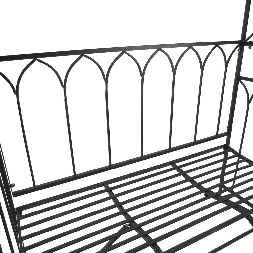 Metal Trellis Arbor Arch for Climbing Plants with Garden Bench, Grow Grapes and Vines, Decorative Seating, Black