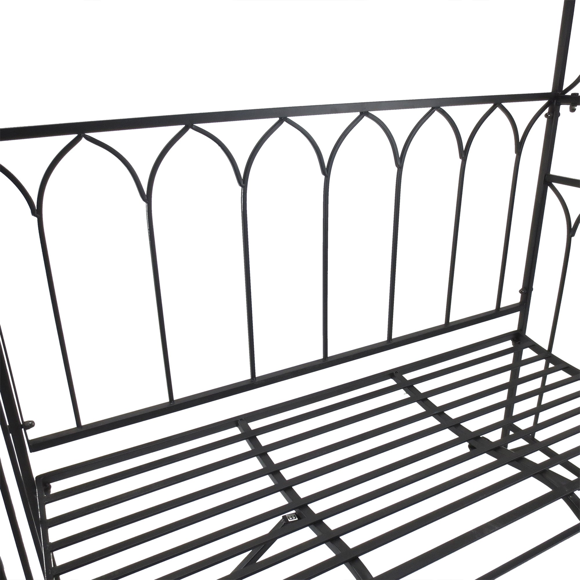Metal Trellis Arbor Arch for Climbing Plants with Garden Bench, Grow Grapes and Vines, Decorative Seating, Black