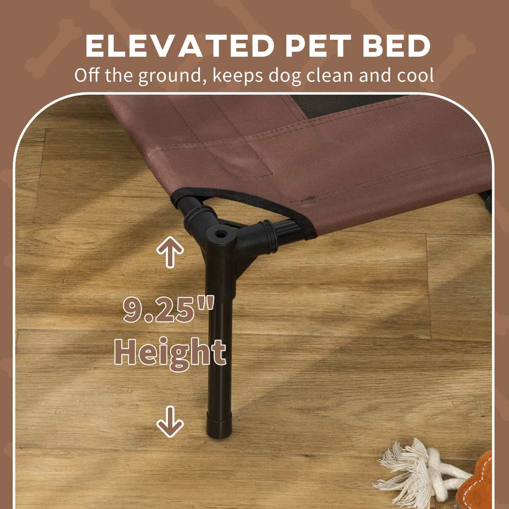 48" x 36" Elevated Portable Dog Cot Cooling Pet Bed with UV Protection Canopy Shade, Coffee