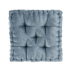 Textured Chenille Square Floor Pillow Cushion with 100% Hypoallergenic Polyester, Tufted Detailing, Scalloped Edge, 20" L x 20" W x 5" H, Aqua