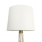Table Lamp with On/Off Switch, Faux Marble Base, Fabric Shade, Perfect for Living Room, Bedroom, Office, 14" L x 14" W x 25" H, Gold+White