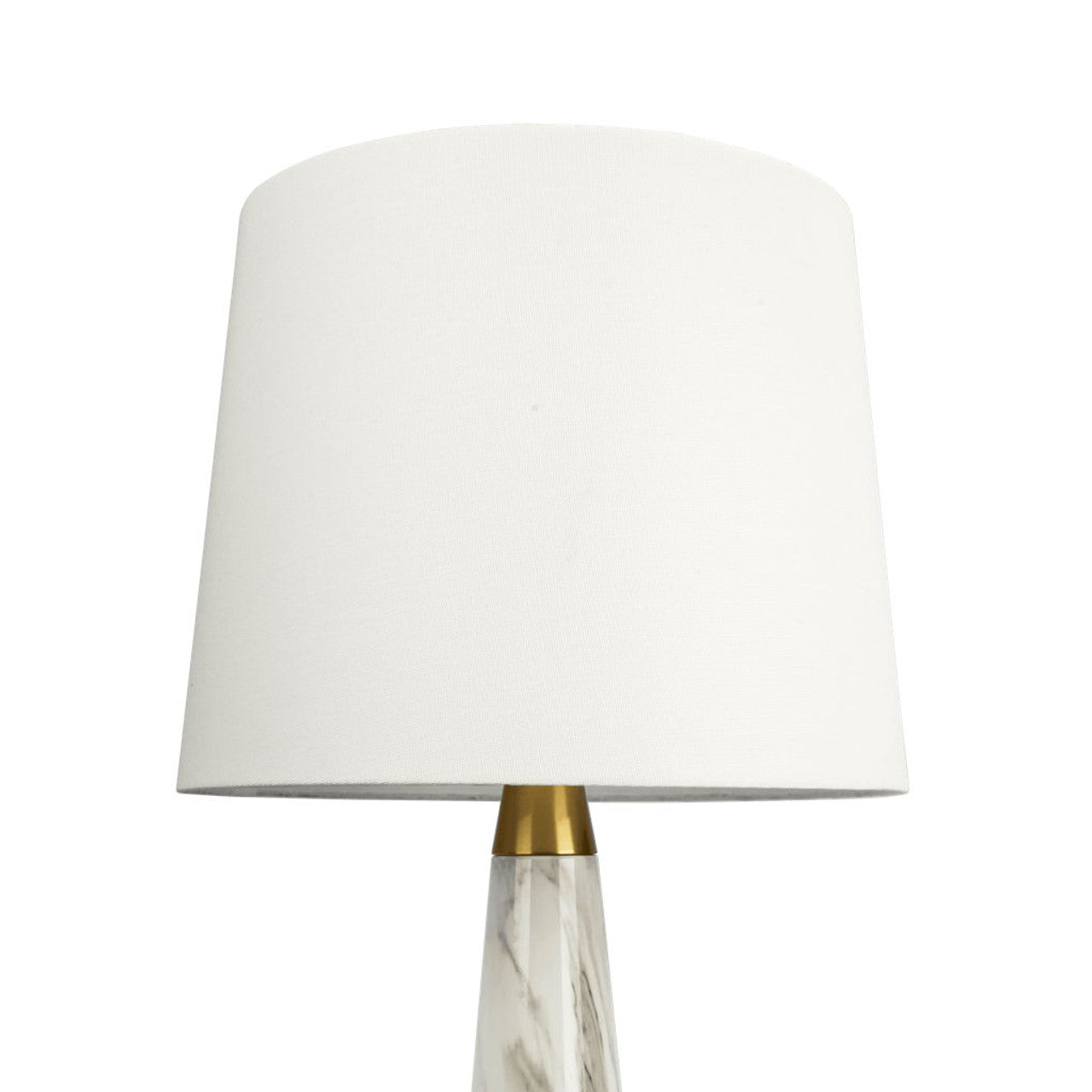 Table Lamp with On/Off Switch, Faux Marble Base, Fabric Shade, Perfect for Living Room, Bedroom, Office, 14" L x 14" W x 25" H, Gold+White