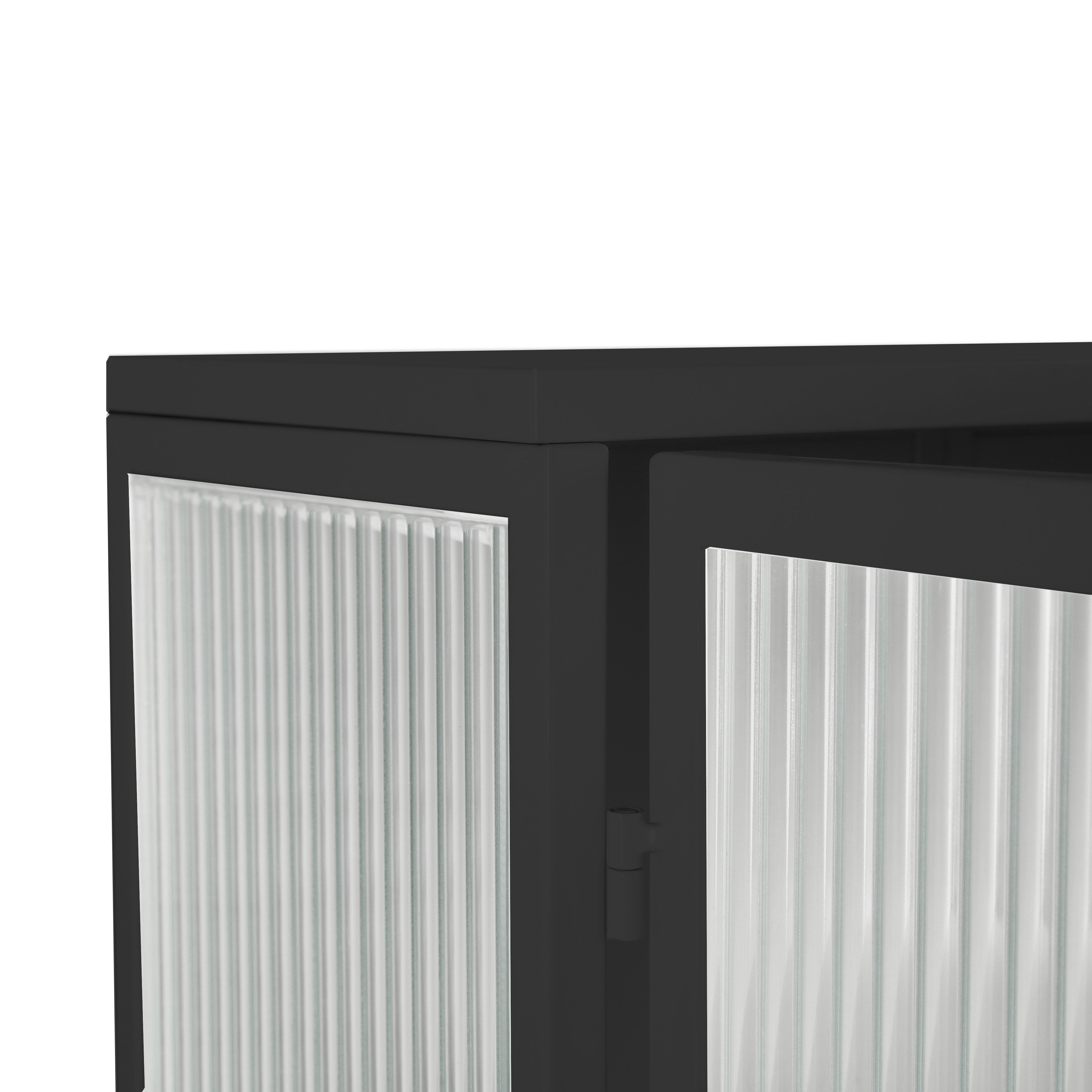 23.62" Modern Wall Cabinet with Glass Doors, Two-Tier Enclosed Storage, Open Shelf, and Towel Rack for Living Room, Dining Room, Bathroom, 23.62"L x 9.06"W x 30.71"H, Black