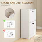 Shoe Cabinet 2 Flip Drawers Narrow Shoe Storage Unit Adjustable Dividers Entryway Hallway White
