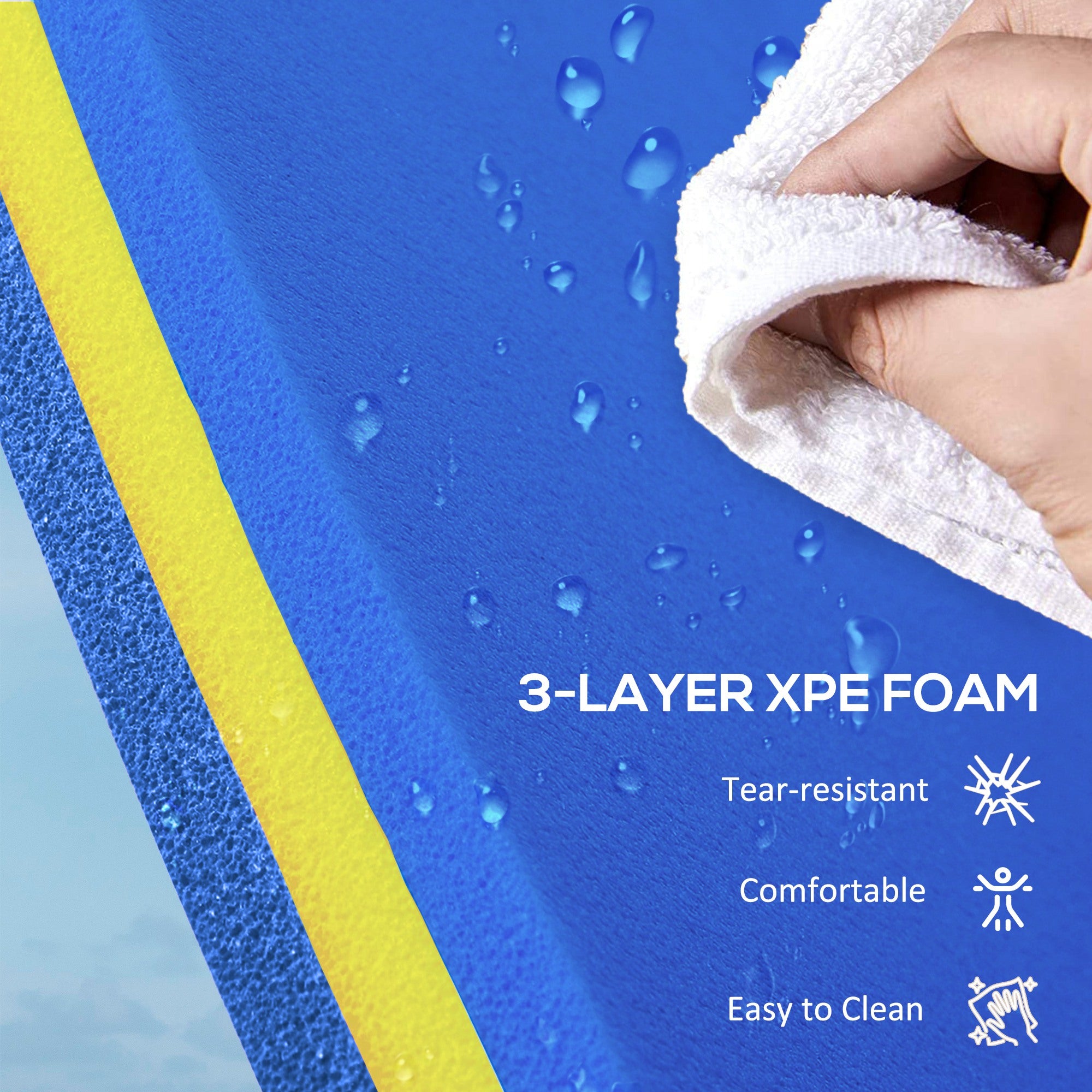 9' x 6' Lily Pad Water Mat for 2 Adults, Floating Water Pad for Lake, Pool, Ocean, Beach, and Boating, Blue