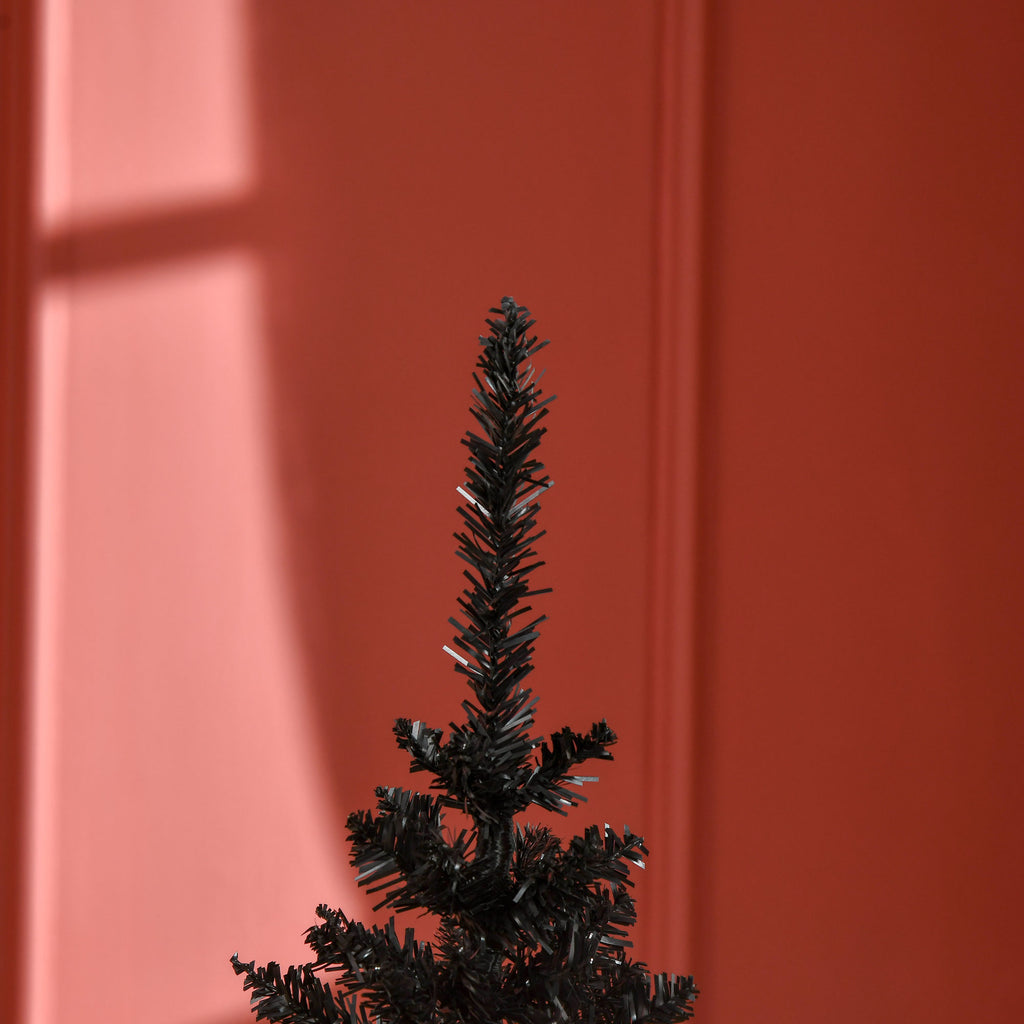 5' Artificial Pencil Christmas Tree, Slim Xmas Tree with 294 Realistic Branch Tips and Plastic Stand, Black