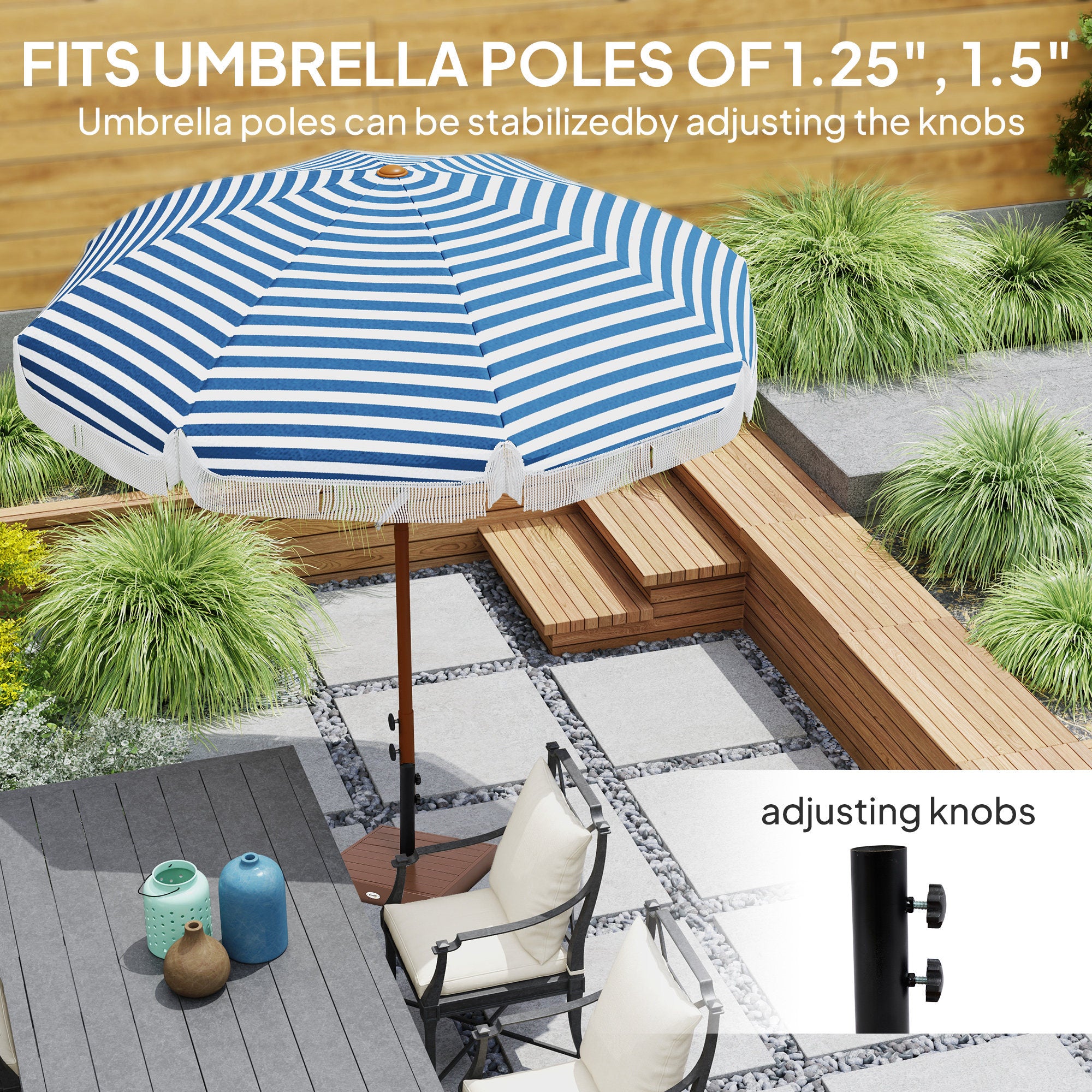 Patio Umbrella Base, 42 lbs. Concrete Heavy Duty Umbrella Base for 1.25/1.5" Poles, Coffee