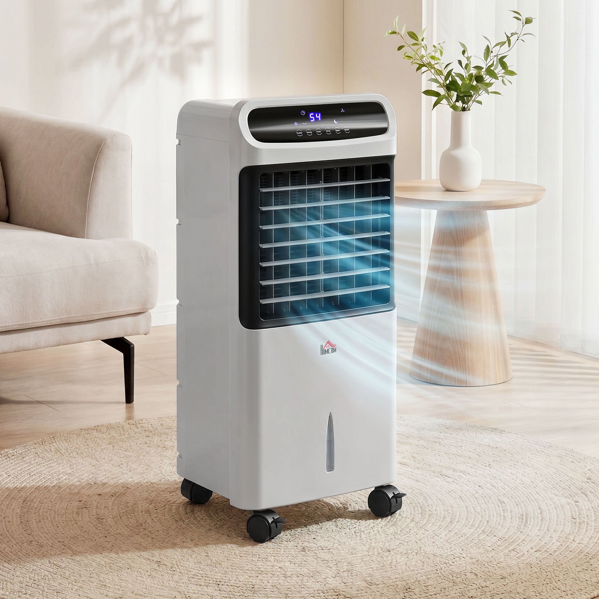 3-In-1 Ice Cooling Fan, Mobile Evaporative Air Cooler with Remote, Timer, Oscillating for Home Office, Bedroom, Gray