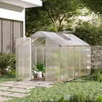 10' L x 6' W Walk-In Polycarbonate Greenhouse with Roof Vent for Ventilation & Rain Gutter for Winter