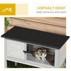 Elevated Rabbit Hutch, Wooden Bunny Cage with Hinged Asphalt Roof and Removable Tray, for Indoor/Outdoor, Gray