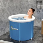 Cold Plunge Tub, Portable Ice Bath Cold Water Therapy Tub with Thermo Lid, for Athletes Recovery, Dark Blue
