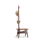Solid Shoe Bench with Coat Rack and Solid Oak Construction, Modern Hall Tree for Living Space, 31.5″ L x 13.5″ W x 65.5″ H, Walnut