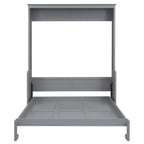 Space-Saving Design Queen Size Murphy Bed with Shelf, Solid Wood and MDF, 86" L x 69.5" W x 87" H, Gray